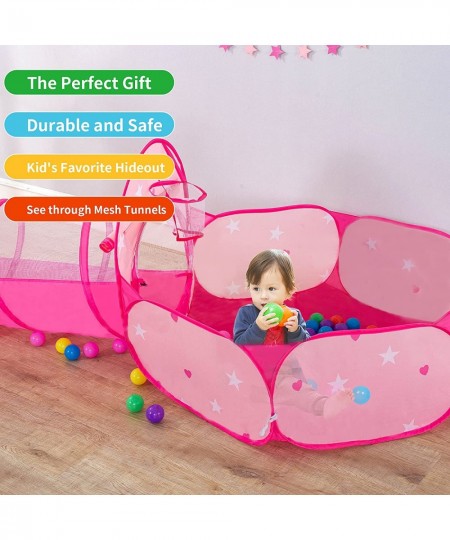 3pc Kids Play Tent for Girls with Ball Pit Crawl Tunnel Princess Tents for Toddlers Baby Space World Playhouse Toys Boys Indo...