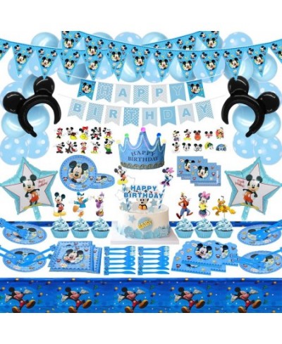 Mickey Birthday Party Supplies 287PCS Party Decorations for Kids Including Tableware Tablecloths Napkins Cake Toppers Banners...