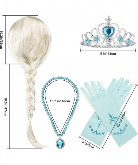 10 Pieces Princess Wig Cosplay Set Wig Wand Crown Necklace Bracelet Ring Glove Bow Hairpin for Girls Dress up Birthday Cospla...