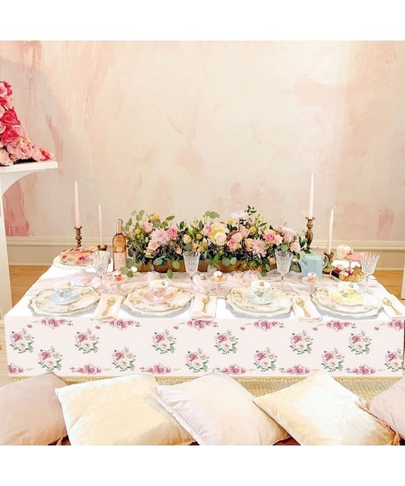 Tea Party Tablecloth Floral Table Cover Picnic Table Cover Vintage Tea Party Table Cover Pink Rose Tablecloth Lets Tea Party ...