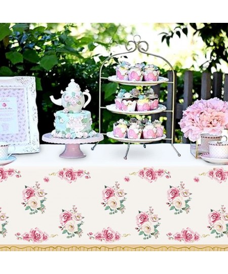 Tea Party Tablecloth Floral Table Cover Picnic Table Cover Vintage Tea Party Table Cover Pink Rose Tablecloth Lets Tea Party ...