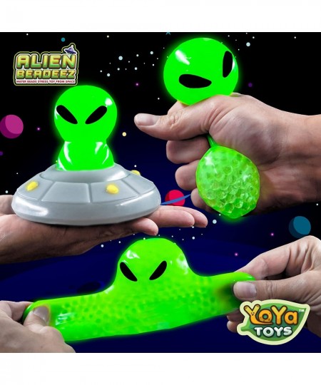 Alien Beadeez Stress Ball Fidget Toy | Glow in The Dark Squishy Squeeze Sensory Water Beads UFO Toy for Anxiety Stress Relief...