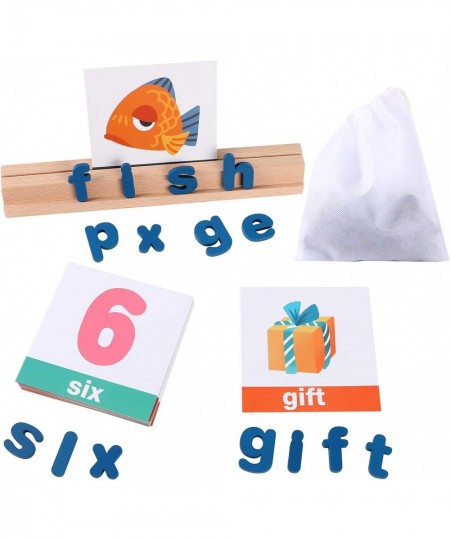 Spelling Game for Kids Wooden Matching Spelling Learning Toys with 50 Pcs Flashcards Alphabet Letters for 3 Years Old and Up ...