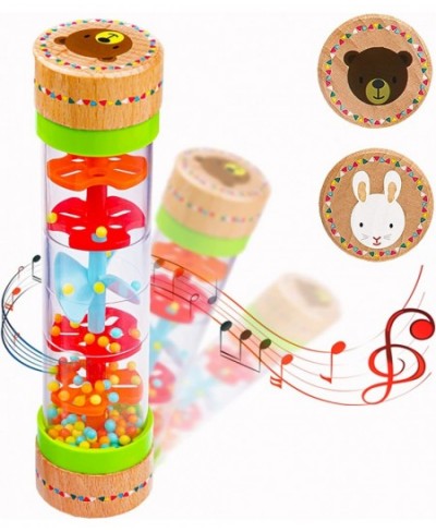 Rainmaker Rain Sticks Mini Wooden Musical Shake Beaded Raindrops - Turn Over and Watch The Colorful Beads Flow Down The Tube ...