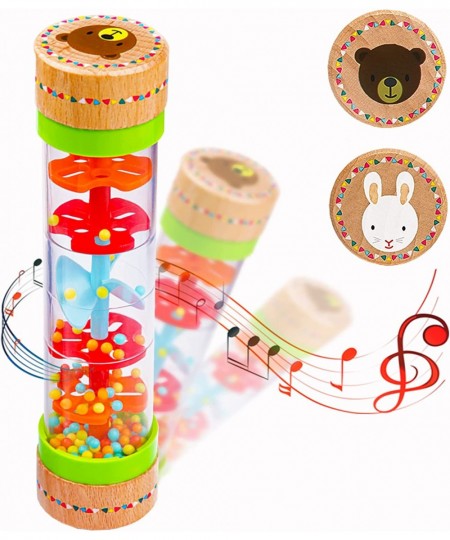 Rainmaker Rain Sticks Mini Wooden Musical Shake Beaded Raindrops - Turn Over and Watch The Colorful Beads Flow Down The Tube ...