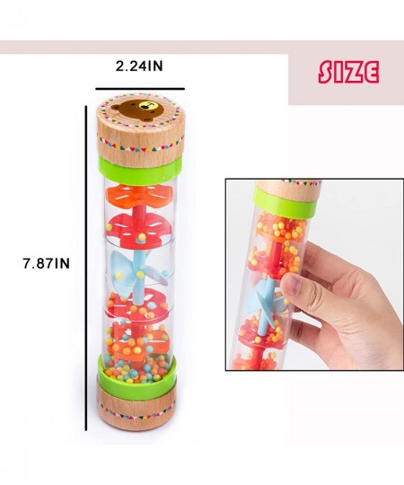 Rainmaker Rain Sticks Mini Wooden Musical Shake Beaded Raindrops - Turn Over and Watch The Colorful Beads Flow Down The Tube ...