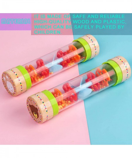 Rainmaker Rain Sticks Mini Wooden Musical Shake Beaded Raindrops - Turn Over and Watch The Colorful Beads Flow Down The Tube ...