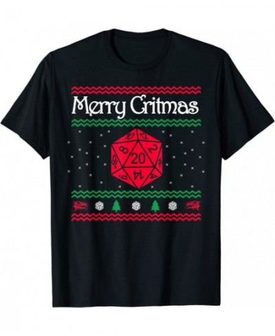 Merry Critmas Christmas T-Shirt D20 RPG Board Game Role Play $34.07 - Board Games