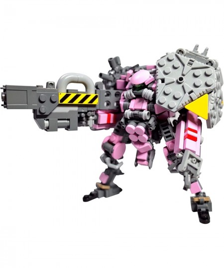 Brick Mecha 400 Pieces+ Mini Mecha Building Blocks Set Minifig Model Bricks Kit - Pink Mech Building Blocks Compatible with L...