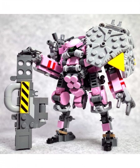 Brick Mecha 400 Pieces+ Mini Mecha Building Blocks Set Minifig Model Bricks Kit - Pink Mech Building Blocks Compatible with L...