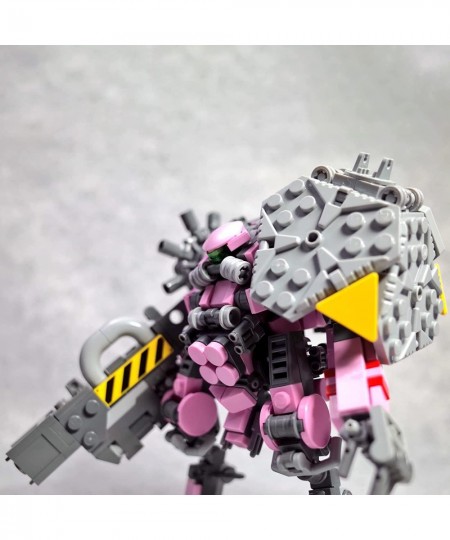 Brick Mecha 400 Pieces+ Mini Mecha Building Blocks Set Minifig Model Bricks Kit - Pink Mech Building Blocks Compatible with L...