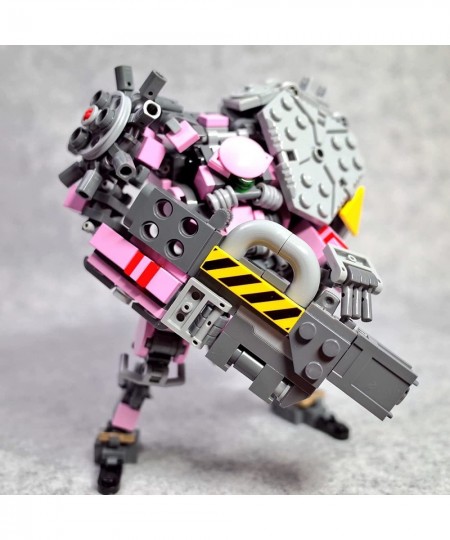 Brick Mecha 400 Pieces+ Mini Mecha Building Blocks Set Minifig Model Bricks Kit - Pink Mech Building Blocks Compatible with L...