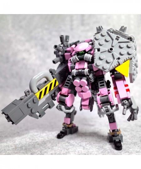 Brick Mecha 400 Pieces+ Mini Mecha Building Blocks Set Minifig Model Bricks Kit - Pink Mech Building Blocks Compatible with L...