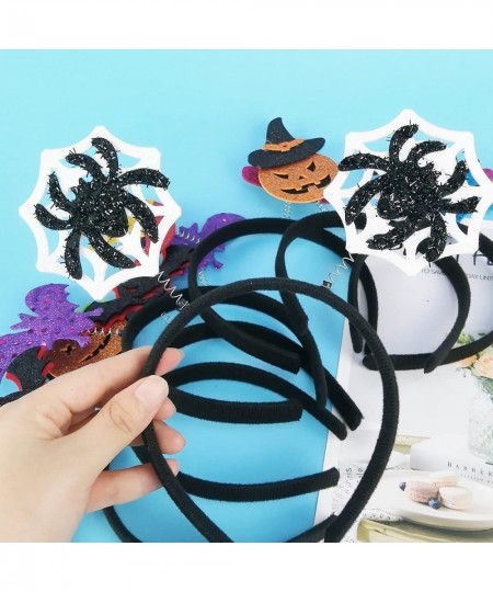 6 Pack Assorted Styles Halloween Headbands Ghost Pumpkin Spider Sequins Witch Hat Spider Headbands Boppers for Halloween Cost...