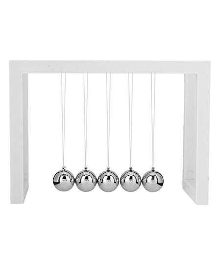 Newton's Cradle Demonstrate Newton's Laws with Balance Balls Pendulum Balls Physics Science Balance Ball Desk Table Decor(Whi...