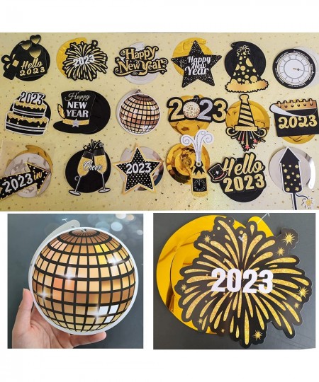 20Pcs Happy New Years Hanging Swirl Decorations 2023 Happy New Year Decorations 2023 New Years Eve Party Supplies 2023 Black ...