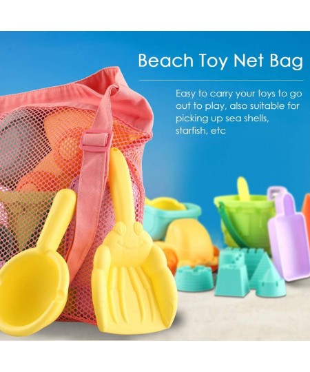 Kids Beach Toys Toddlers Beach Sand Toys with Truck Castle Bucket Kettle Molds A Mesh Bag Soft Plastic Material Ideal Gift fo...