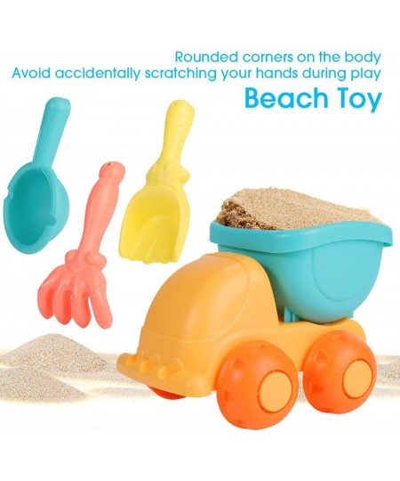 Kids Beach Toys Toddlers Beach Sand Toys with Truck Castle Bucket Kettle Molds A Mesh Bag Soft Plastic Material Ideal Gift fo...