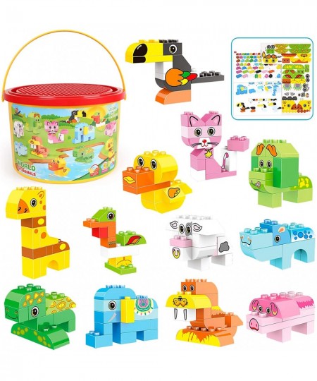 Animals Building Blocks Set 122 Pieces Animal Building Toy Kit with Storage Box for Kids Ages 3 4 5 6 Years Creative STEM Edu...