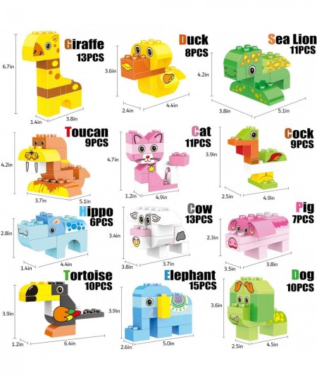 Animals Building Blocks Set 122 Pieces Animal Building Toy Kit with Storage Box for Kids Ages 3 4 5 6 Years Creative STEM Edu...