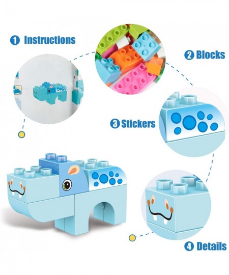 Animals Building Blocks Set 122 Pieces Animal Building Toy Kit with Storage Box for Kids Ages 3 4 5 6 Years Creative STEM Edu...