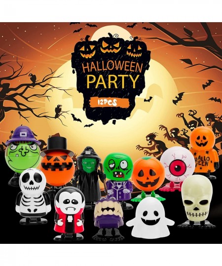 12pcs Halloween Wind Up Toys Assortment for Kids 6pcs Non-Toxic Halloween Temporary Tattoos for Kids 1pcs Pumpkin bag Come wi...