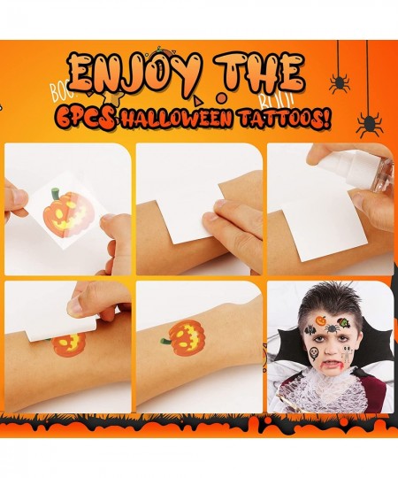 12pcs Halloween Wind Up Toys Assortment for Kids 6pcs Non-Toxic Halloween Temporary Tattoos for Kids 1pcs Pumpkin bag Come wi...