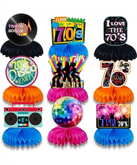 9 PCS Disco Honeycomb Centerpieces Back To 70s Disco Party Decorations Table Paper Centerpieces Table Toppers for Neon Night ...