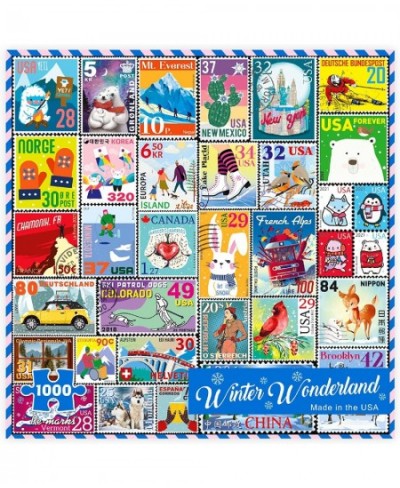 Winter Wonderland Postage Stamp 1 000-Piece Jigsaw Puzzle for All Ages $29.87 - Jigsaw Puzzles