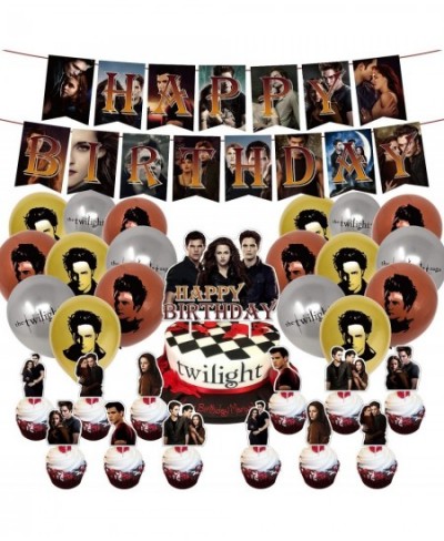 Twilight Saga Birthday Party Supplies Twilight Saga Theme Party Decorations for Fans Include Happy Birthday Banner Cake Toppe...