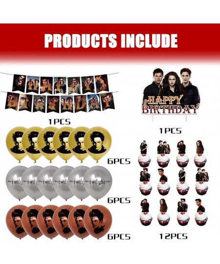 Twilight Saga Birthday Party Supplies Twilight Saga Theme Party Decorations for Fans Include Happy Birthday Banner Cake Toppe...