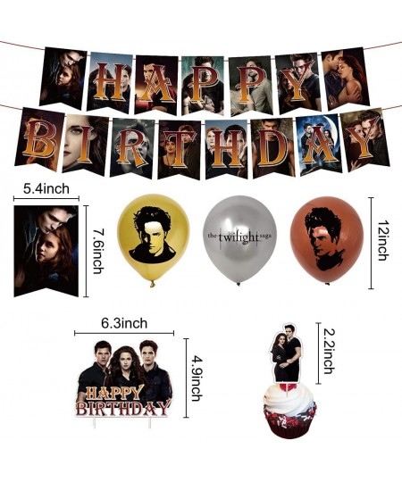 Twilight Saga Birthday Party Supplies Twilight Saga Theme Party Decorations for Fans Include Happy Birthday Banner Cake Toppe...