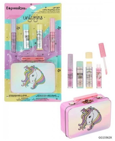 "I Believe in Unicorns" Tin Box Lip Set - Starter Cosmetics Lip Kit For Kids $16.83 - Kids' Party Favor Sets