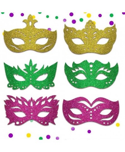 Mardi Gras Masks Paper Masks Carnival Parade Face Masks Green Yellow Purple Glitter Masquerade Party New Orleans Novelty Mask...