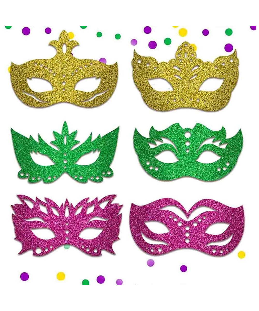 Mardi Gras Masks Paper Masks Carnival Parade Face Masks Green Yellow Purple Glitter Masquerade Party New Orleans Novelty Mask...