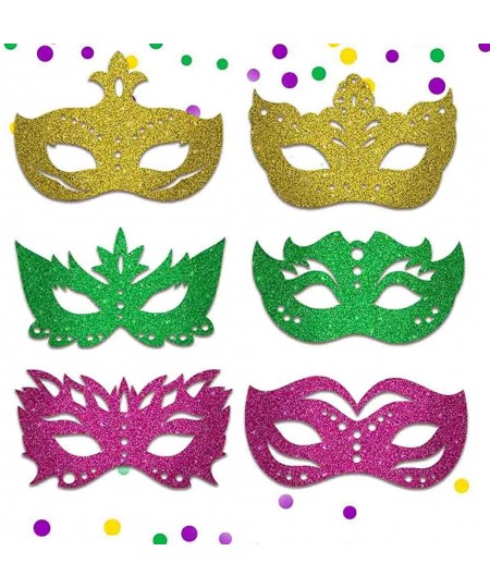 Mardi Gras Masks Paper Masks Carnival Parade Face Masks Green Yellow Purple Glitter Masquerade Party New Orleans Novelty Mask...