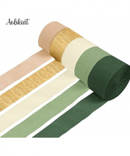 Wedding Party Decorations 5 Rolls Olive Green Brown Crepe Paper Streamers for Green Boho Wedding Birthday Bridal/Baby Shower ...