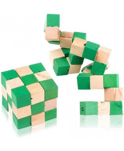 Wooden Magic Cube Puzzle Set of 2 Colorful Mind Games Stretch Twist and Lock Brain Teaser Fidget Sensory Toys for Kids Stocki...