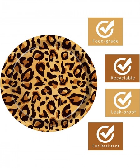 24Pcs 9 Inch Animal Leopard Print Dessert Plates Round Disposable Dinner Paper Plates Tableware Set Animal Leopard Baby Showe...