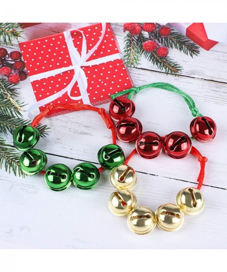 24 Pieces Assorted Colors Christmas Jingle Bell Bracelets Adjustable Christmas Bracelets with Metal Bells for Holiday Party F...