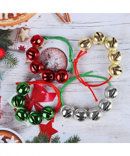 24 Pieces Assorted Colors Christmas Jingle Bell Bracelets Adjustable Christmas Bracelets with Metal Bells for Holiday Party F...