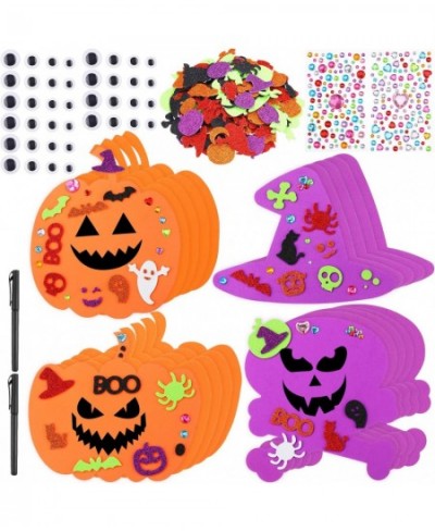 20 Big and 200 Small Kits 7.8 Inch Big Foam Halloween Decorations DIY Pumpkin Craft Kits Assorted Foam Pumpkin Shapes with Rh...