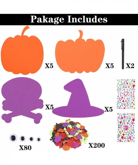 20 Big and 200 Small Kits 7.8 Inch Big Foam Halloween Decorations DIY Pumpkin Craft Kits Assorted Foam Pumpkin Shapes with Rh...