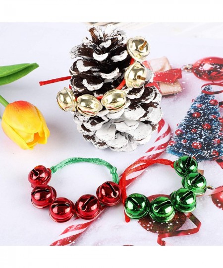 24 Pieces Assorted Colors Christmas Jingle Bell Bracelets Adjustable Christmas Bracelets with Metal Bells for Holiday Party F...