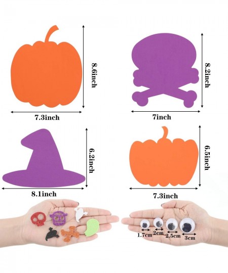 20 Big and 200 Small Kits 7.8 Inch Big Foam Halloween Decorations DIY Pumpkin Craft Kits Assorted Foam Pumpkin Shapes with Rh...