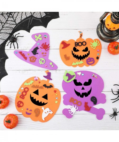 20 Big and 200 Small Kits 7.8 Inch Big Foam Halloween Decorations DIY Pumpkin Craft Kits Assorted Foam Pumpkin Shapes with Rh...