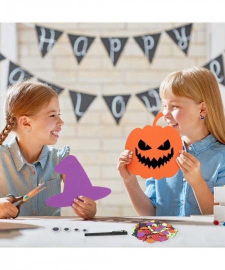 20 Big and 200 Small Kits 7.8 Inch Big Foam Halloween Decorations DIY Pumpkin Craft Kits Assorted Foam Pumpkin Shapes with Rh...