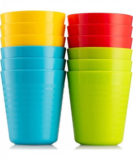 Kids Cups - Set of 12 Kids Plastic Cups - 8 oz Kids Drinking Cups -Plastic Cups Reusable - Dishwasher Safe - BPA-Free Cups fo...