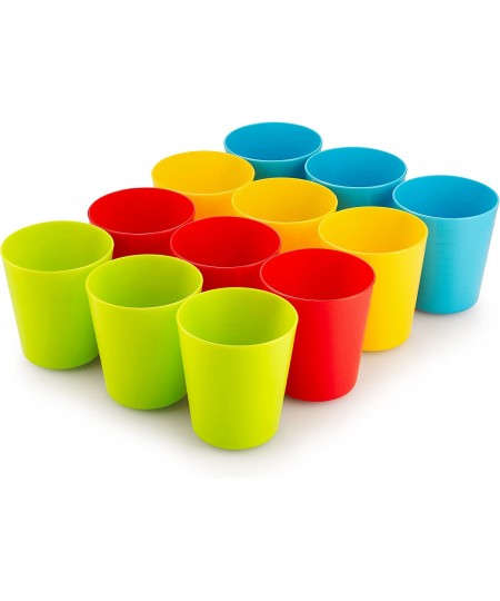 Kids Cups - Set of 12 Kids Plastic Cups - 8 oz Kids Drinking Cups -Plastic Cups Reusable - Dishwasher Safe - BPA-Free Cups fo...