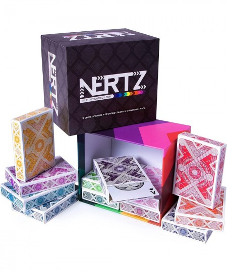 Nertz Card Games for Kids - 12 Decks of Playing Cards in Vibrant Colors Bulk Set Poker Wide-Size Regular Index Fast Frenzied ...